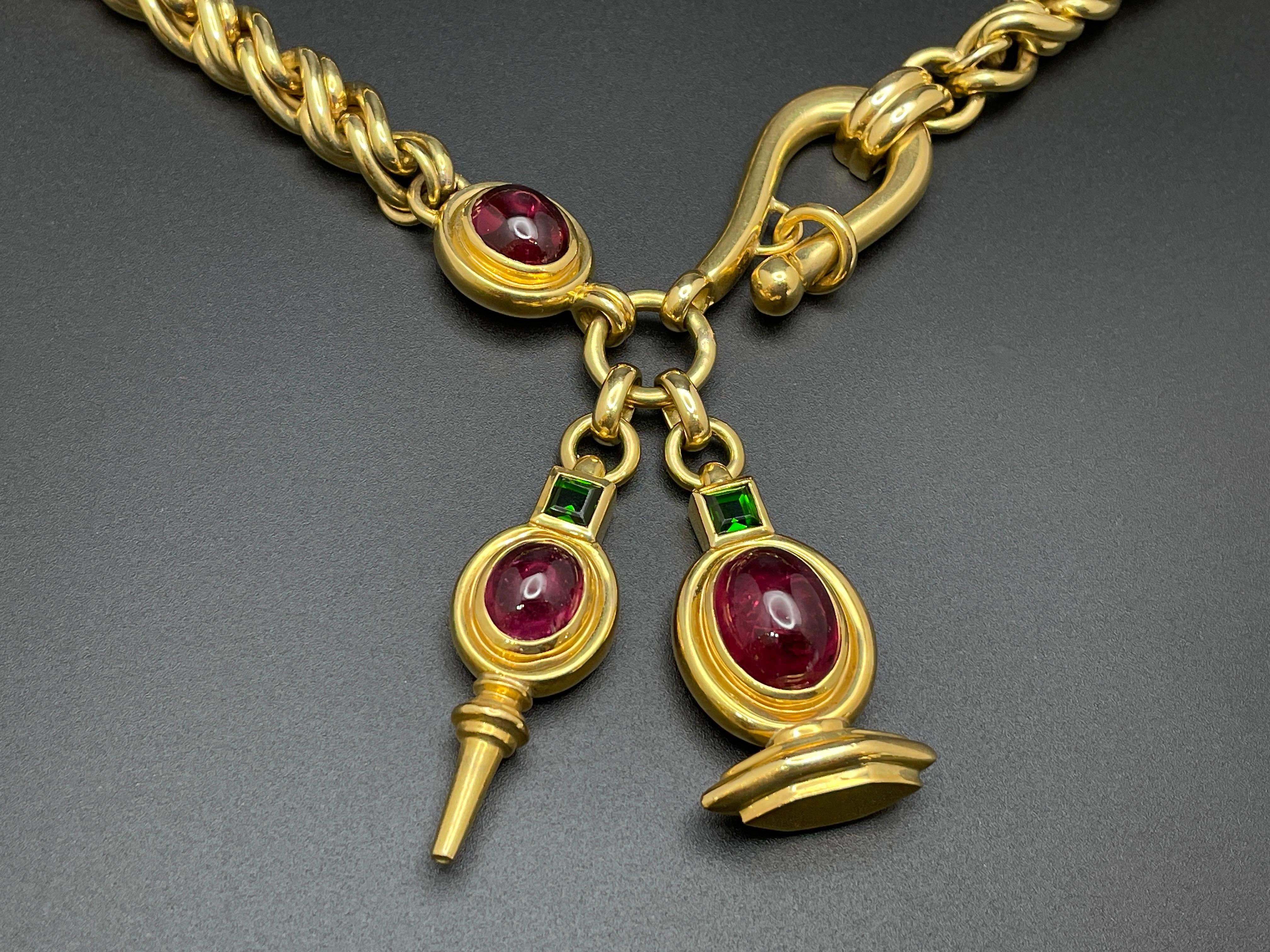 18K Yellow Gold Color Stone Necklace For Sale 14