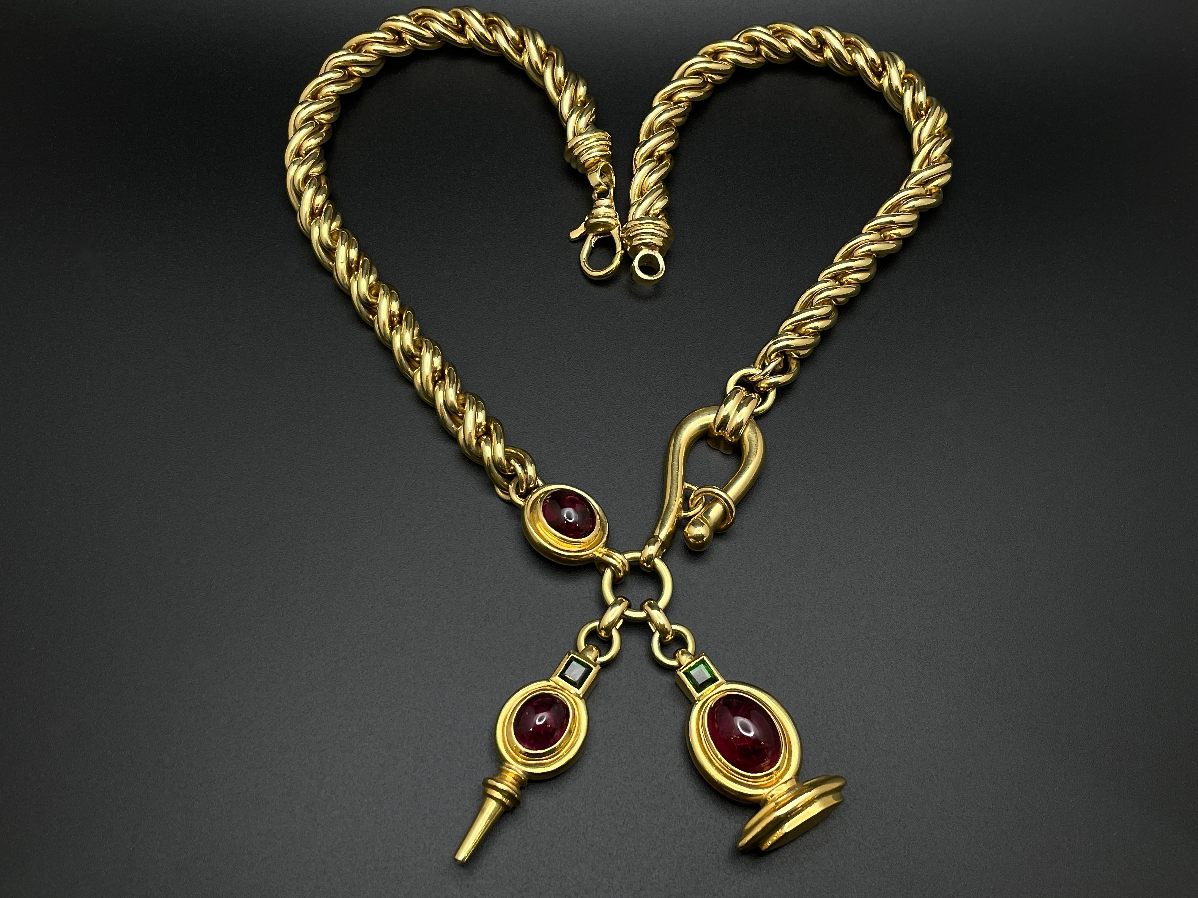 18K Yellow Gold Color Stone Necklace For Sale 15