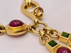 18K Yellow Gold Color Stone Bvlgari Style Necklace