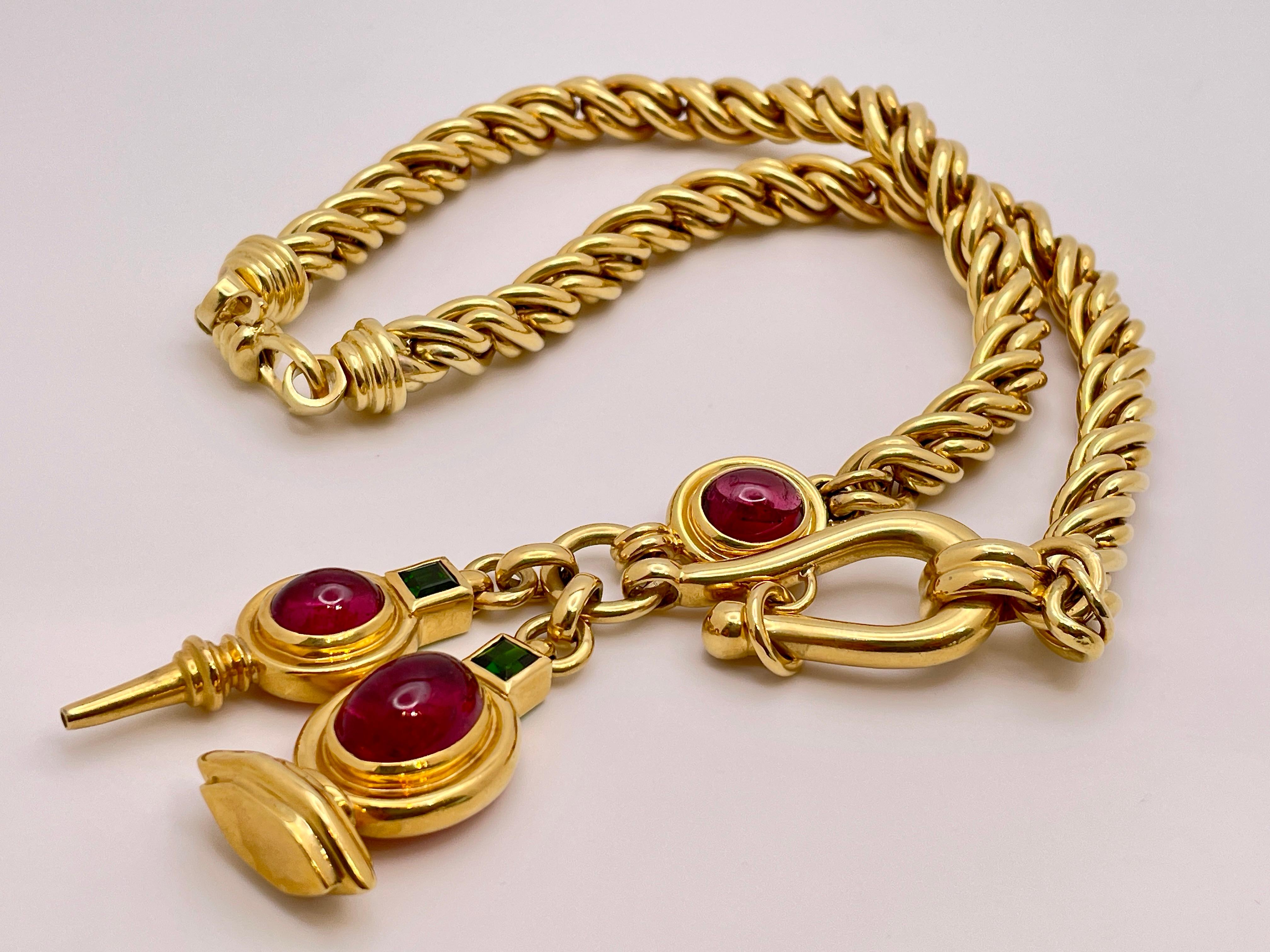18 Karat Gelbgold Farbstein-Halskette im Angebot 3
