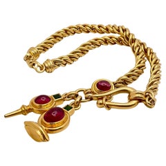 18K Yellow Gold Color Stone Necklace