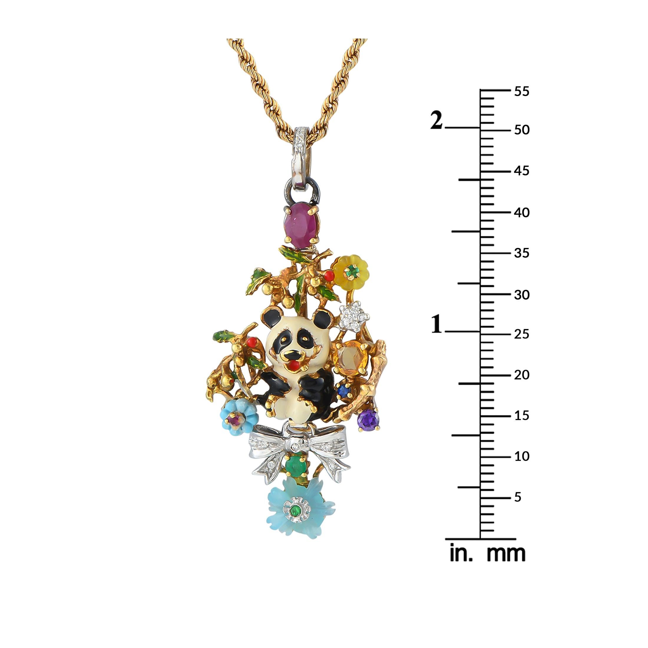 18K Yellow Gold Colored Stones Necklace In Excellent Condition For Sale In Southampton, PA