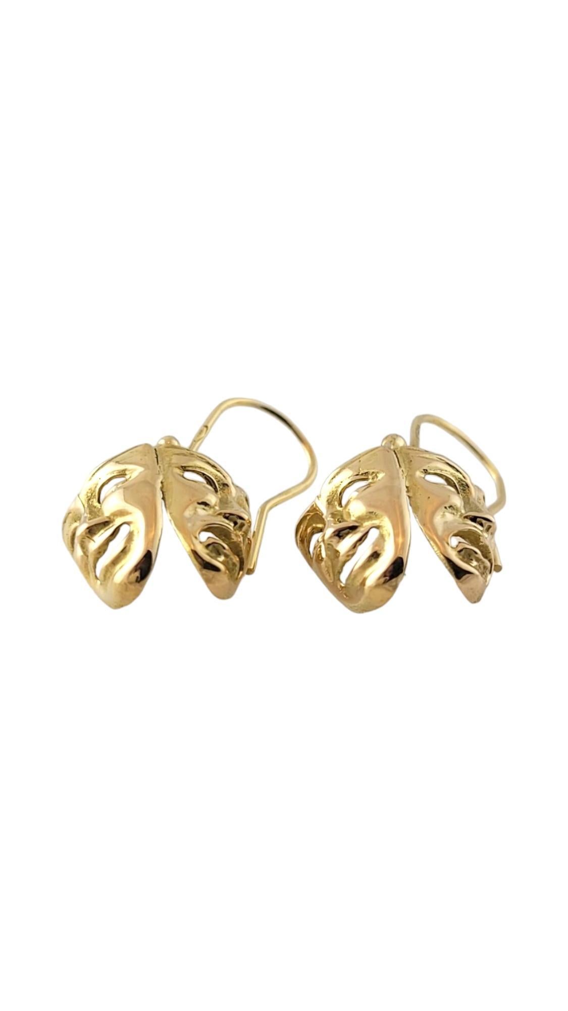 18K Yellow Gold Comedy Tragedy Theater Mask Earrings #16867 In Good Condition For Sale In Washington Depot, CT