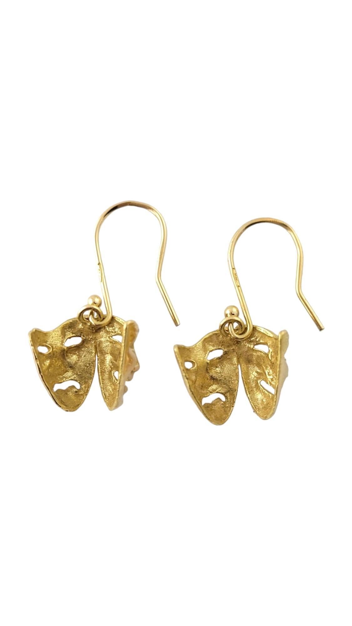 Women's 18K Yellow Gold Comedy Tragedy Theater Mask Earrings #16867 For Sale