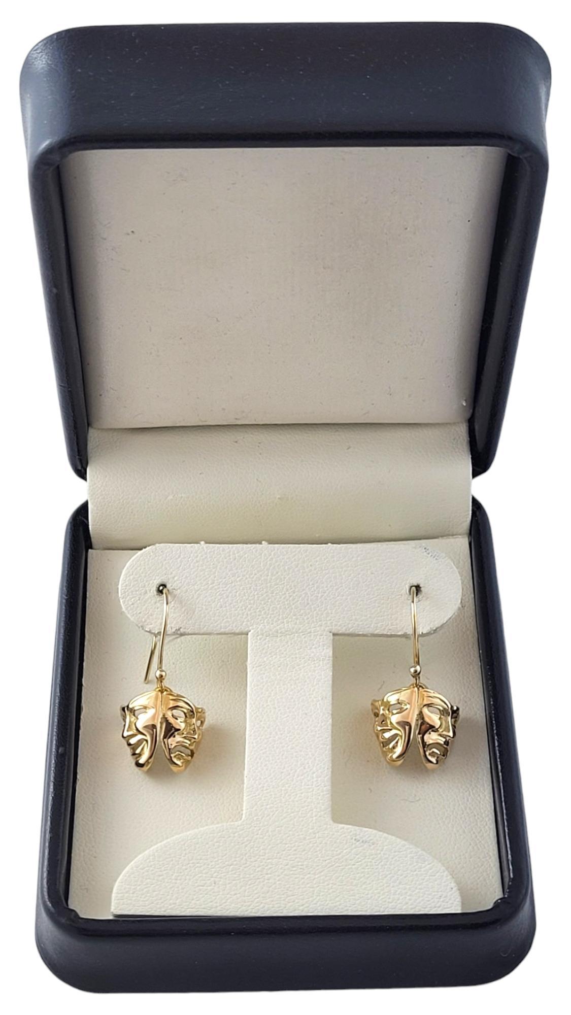 18K Yellow Gold Comedy Tragedy Theater Mask Earrings #16867 For Sale 2