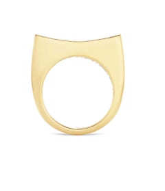 18K Yellow Gold Concave Ring by Fern Freeman with Pave Diamonds (0.56 cttw).