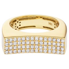 18K Yellow Gold Concave Ring by Fern Freeman with Pave Diamonds (0.56 cttw).