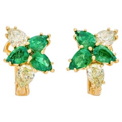 18K Yellow Gold Constellation Yellow Diamond & Emerald Earrings