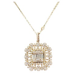 Collier pendentif contemporain en or jaune 18 carats avec diamants