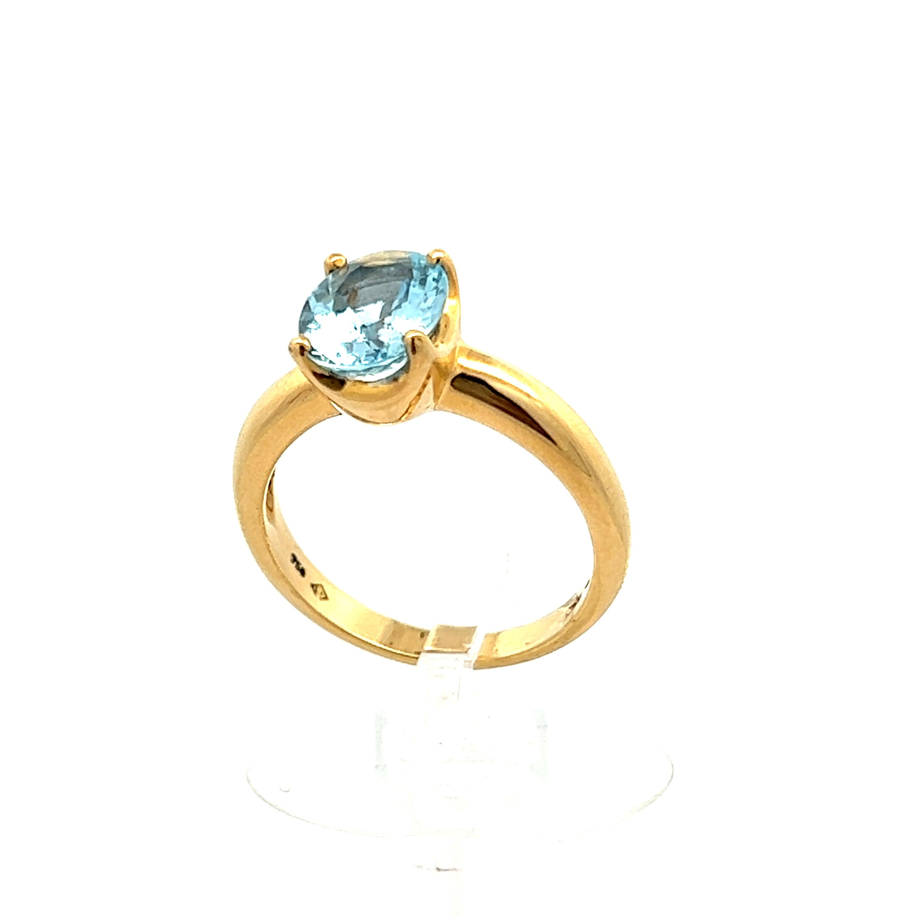Contemporary 18K Yellow Gold VintageH. Stern Oval Aquamarine Ring 
