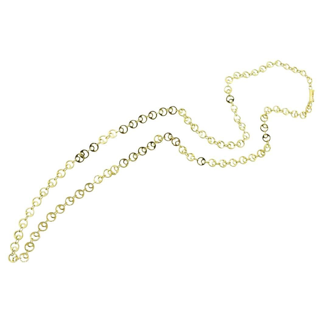 18K Gelbgold Zeitgenössische lange Kette aus Doppelkreisen im Angebot 3
