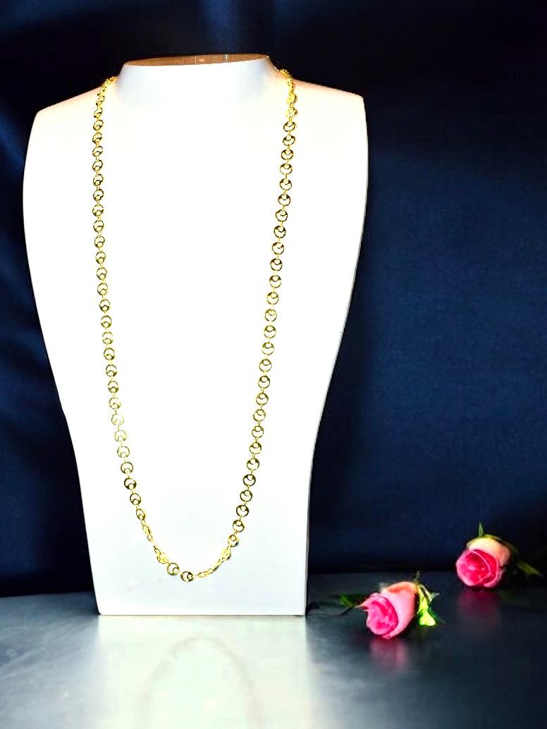 18K Gelbgold Zeitgenössische lange Kette aus Doppelkreisen im Zustand „Hervorragend“ im Angebot in Aspen, CO