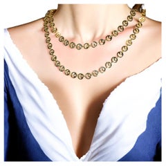 18K Yellow Gold Contemporary Long Chain of Double Circles