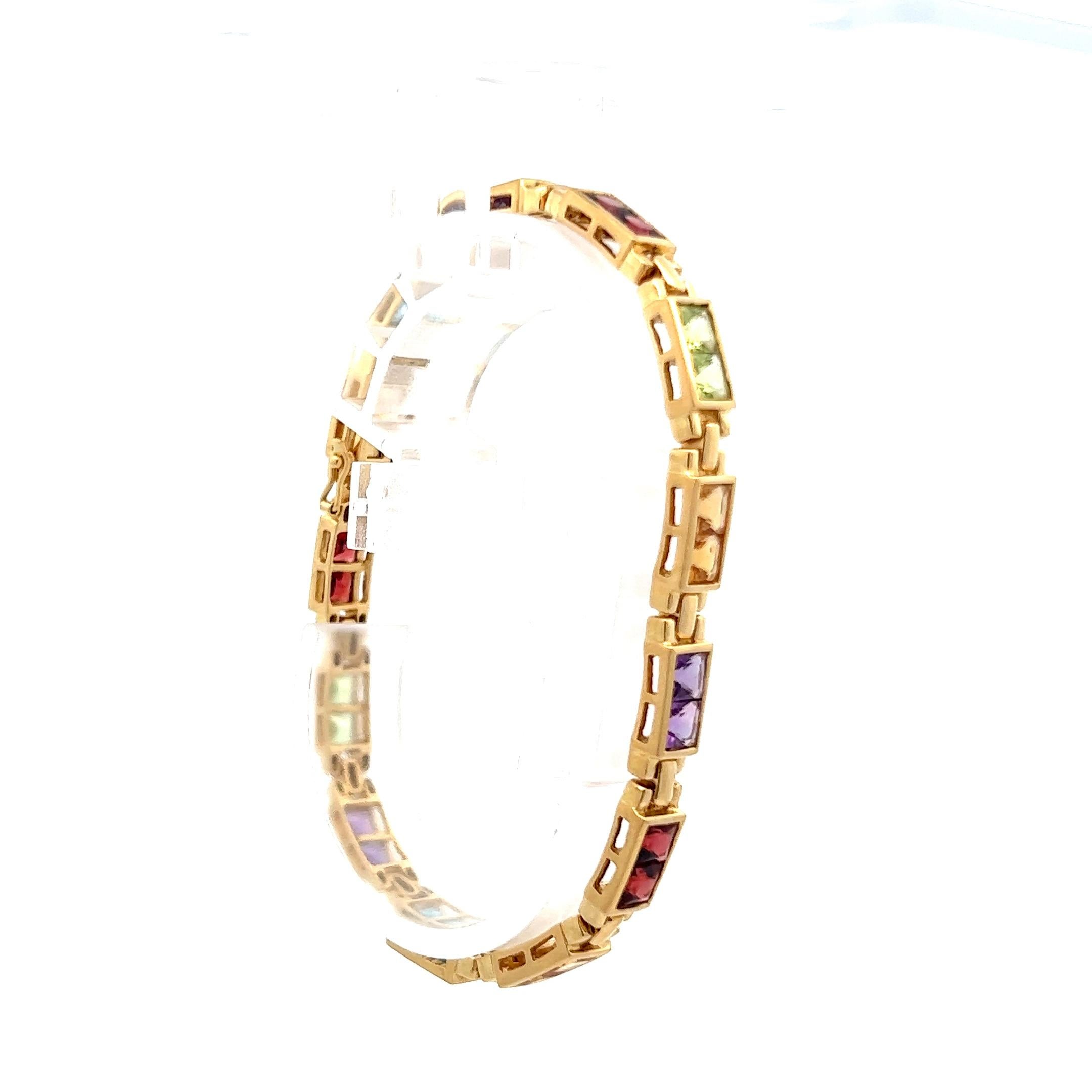 18K Gelbgold Contemporary Multi Stone Line Armband 4