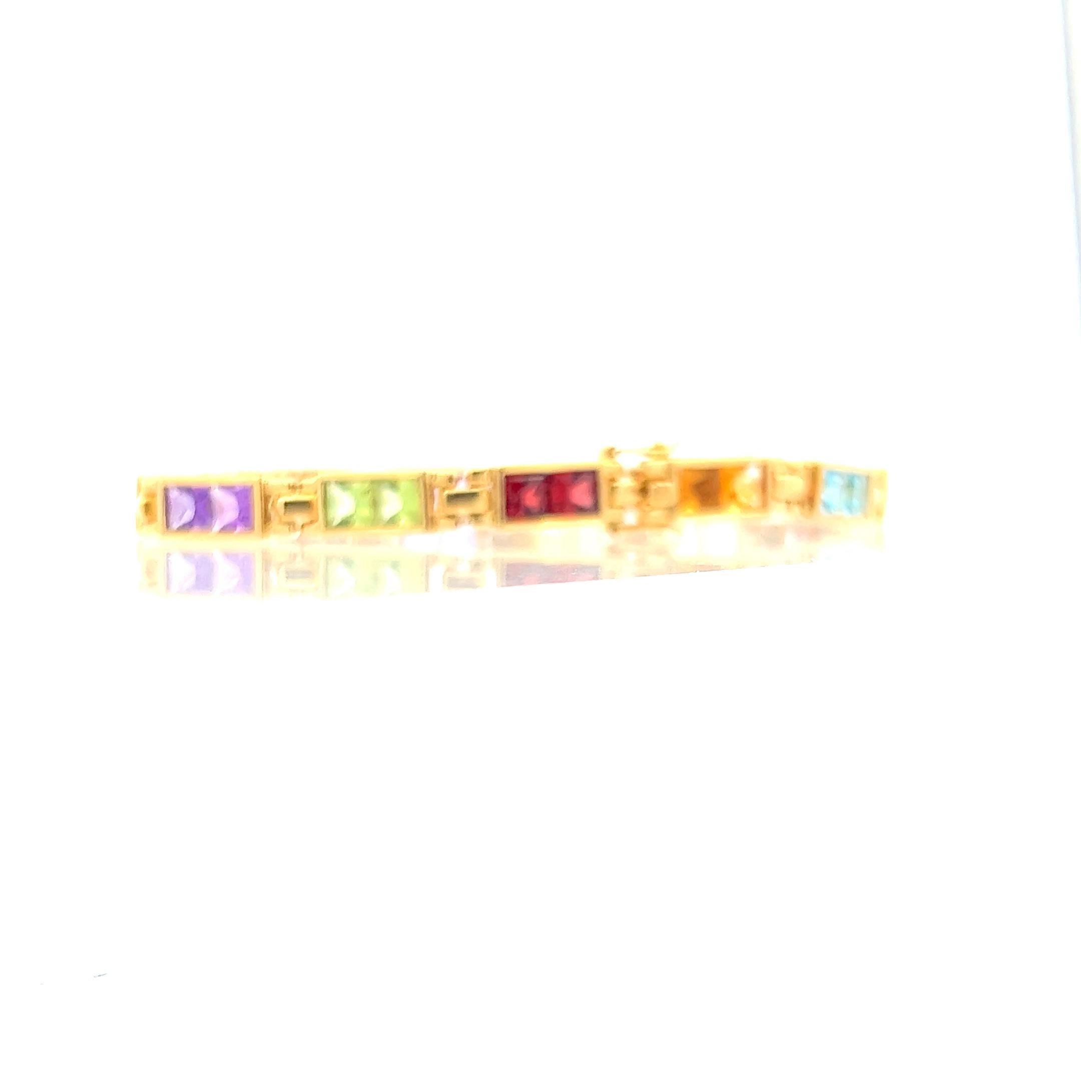 18K Gelbgold Contemporary Multi Stone Line Armband (Zeitgenössisch)