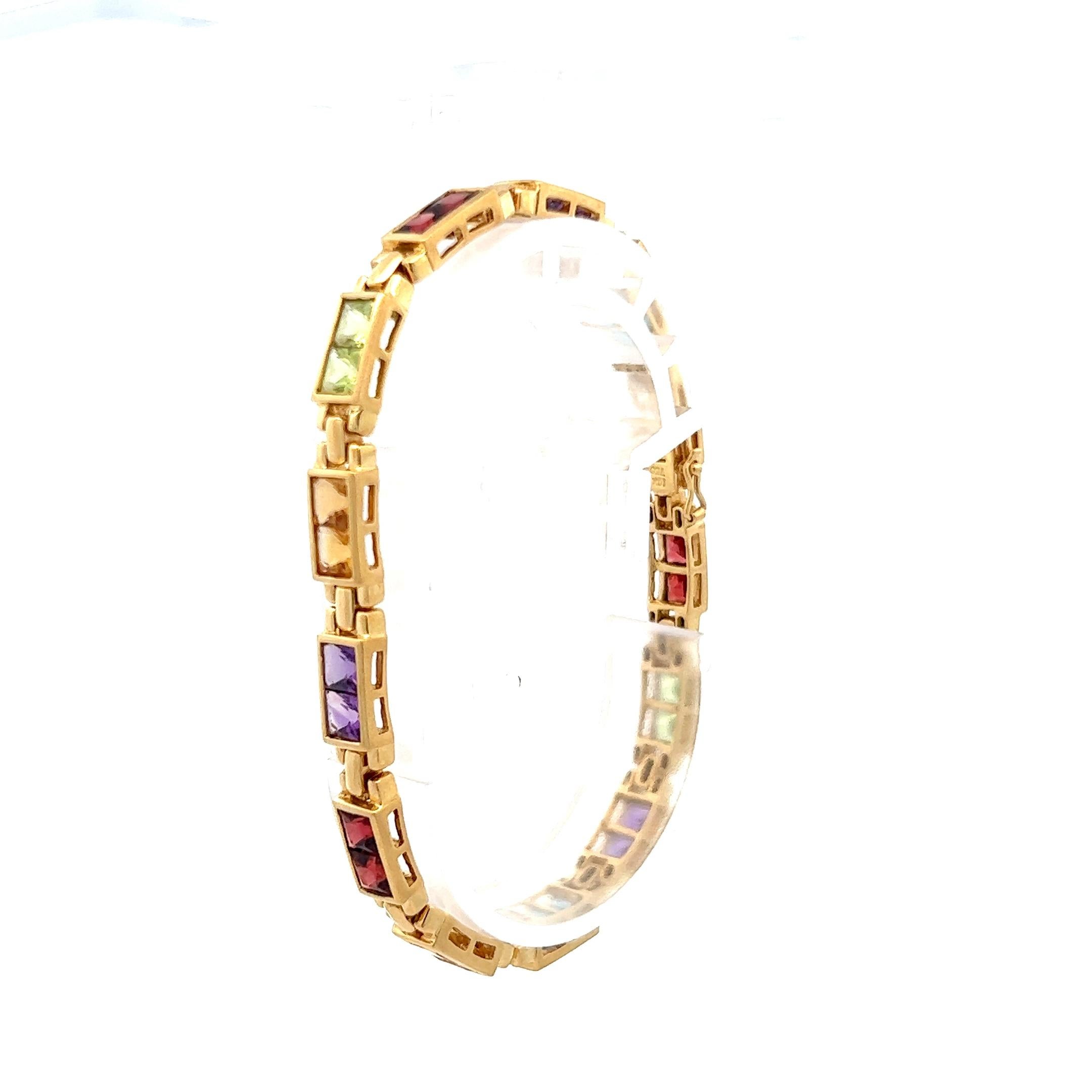 18K Gelbgold Contemporary Multi Stone Line Armband (Carréeschliff)
