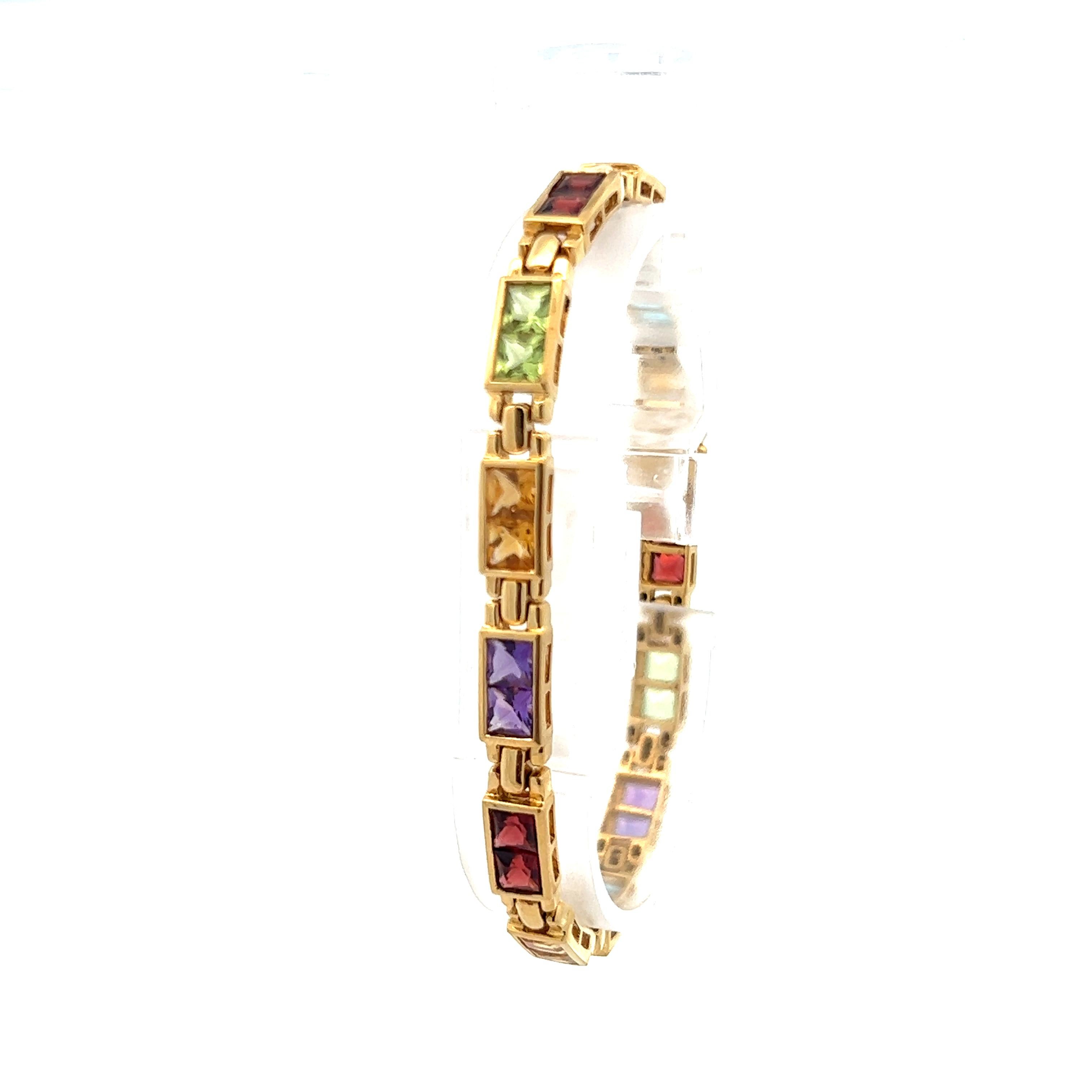 18K Gelbgold Contemporary Multi Stone Line Armband 1