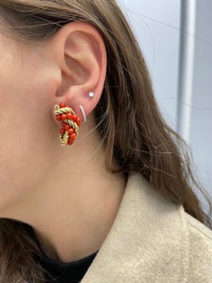 18k Yellow Gold Coral Bead Earrings