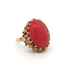18k Yellow Gold Coral Ring