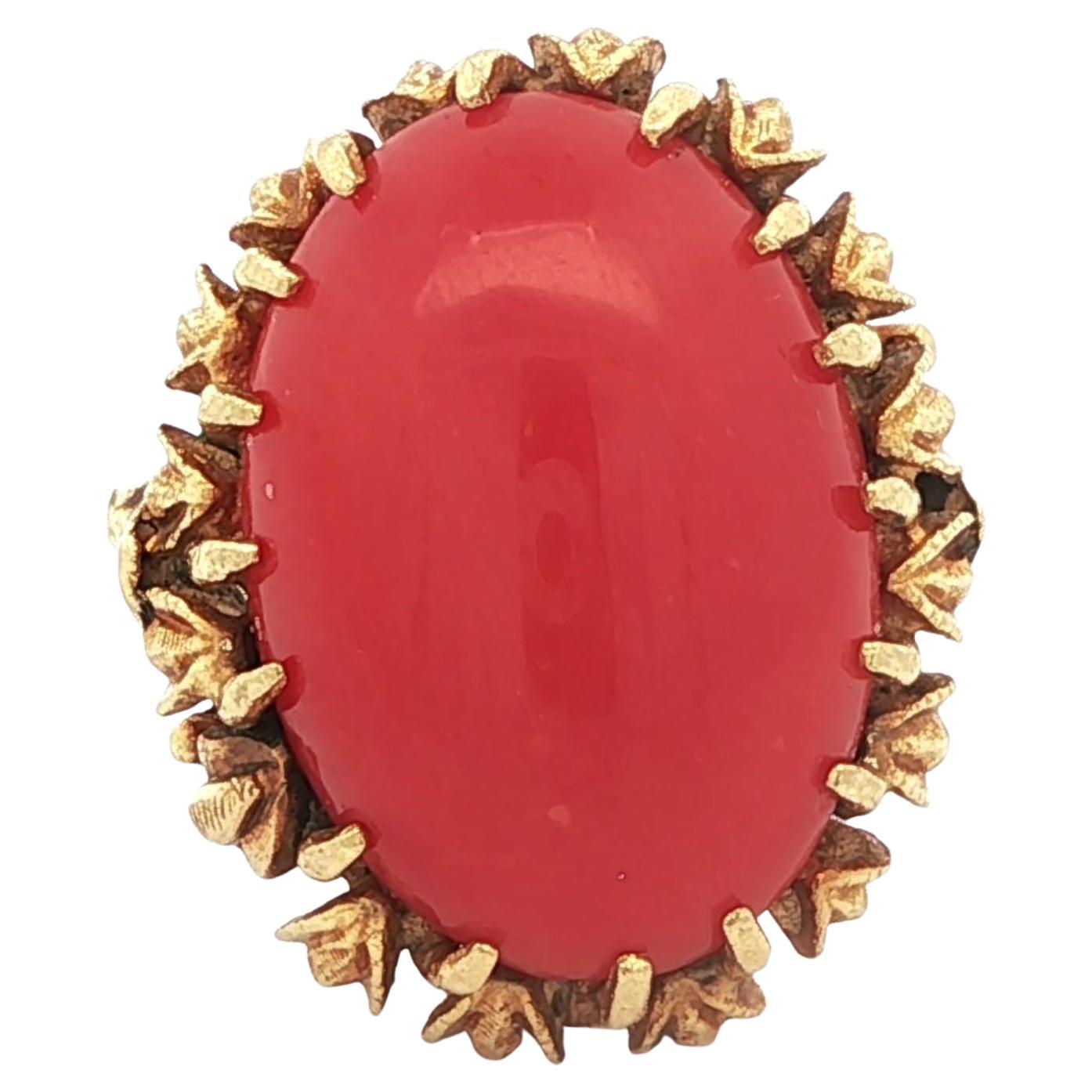 18k Yellow Gold Coral Ring