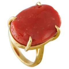 18K Yellow Gold Coral Ring MF12-042926