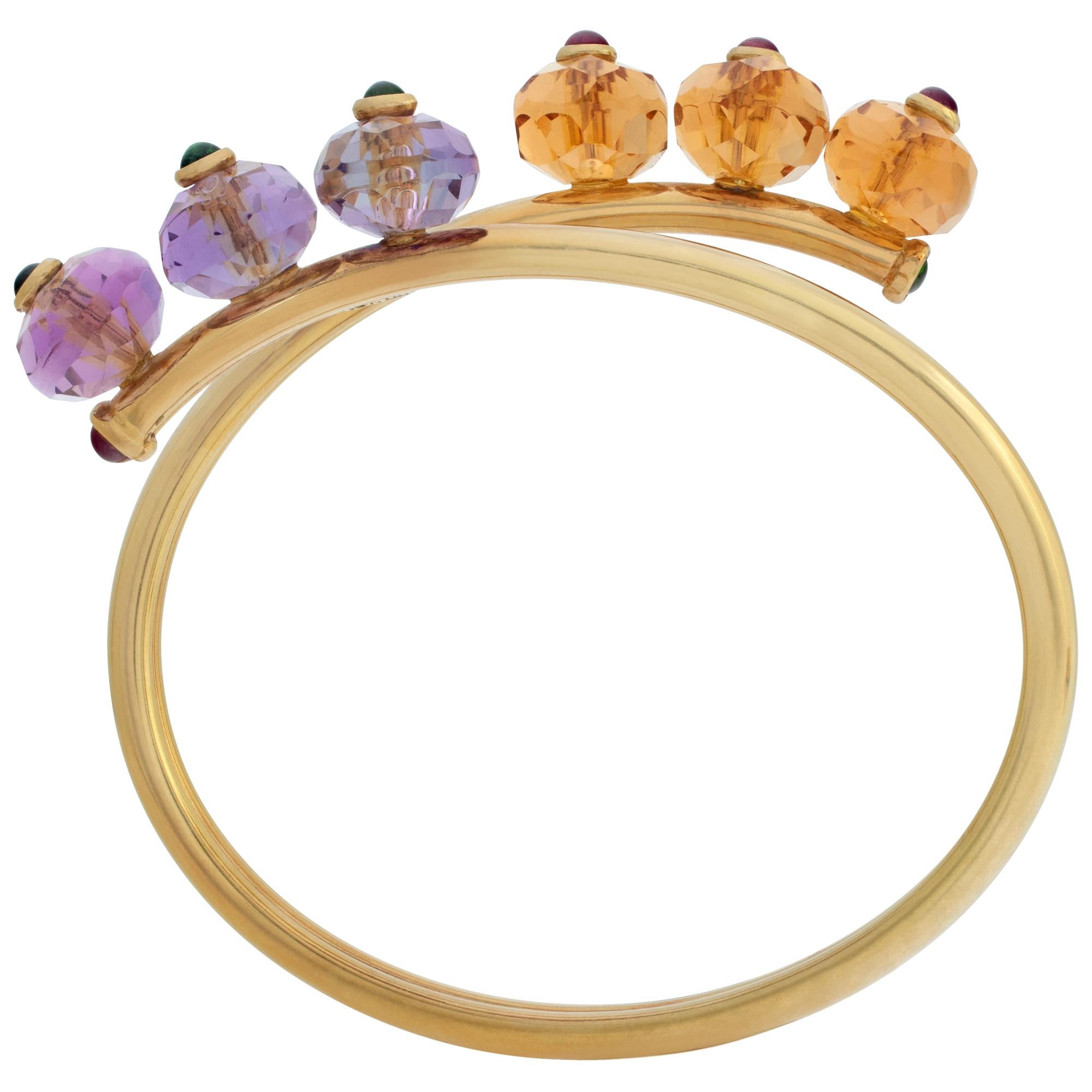 Bracelet jonc croisé en or jaune 18 carats avec améthyste taille ovale brillante facettée Pour femmes en vente