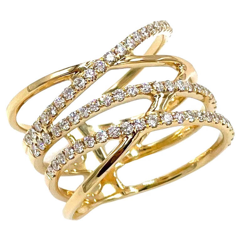 18K Yellow Gold Criss Cross Ring For Sale at 1stDibs