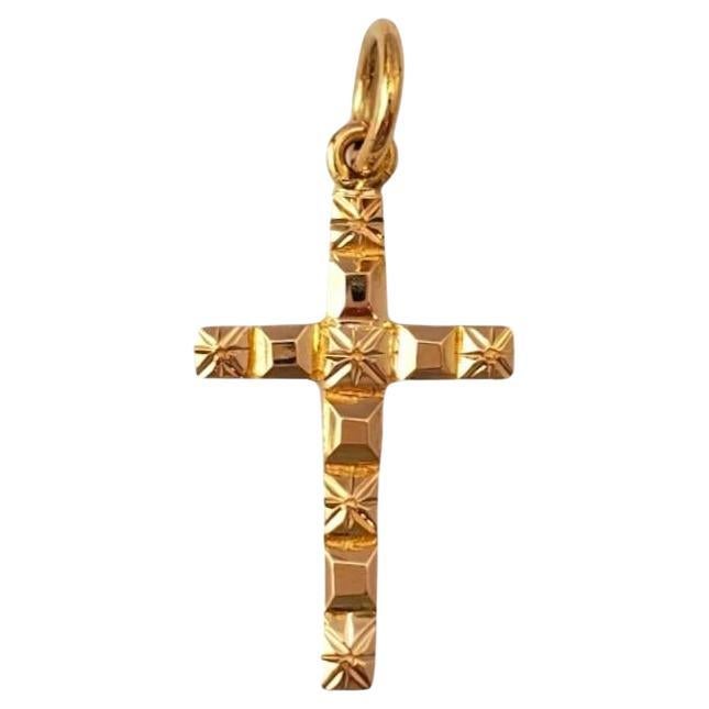 18K Yellow Gold Cross Pendant #17200 For Sale
