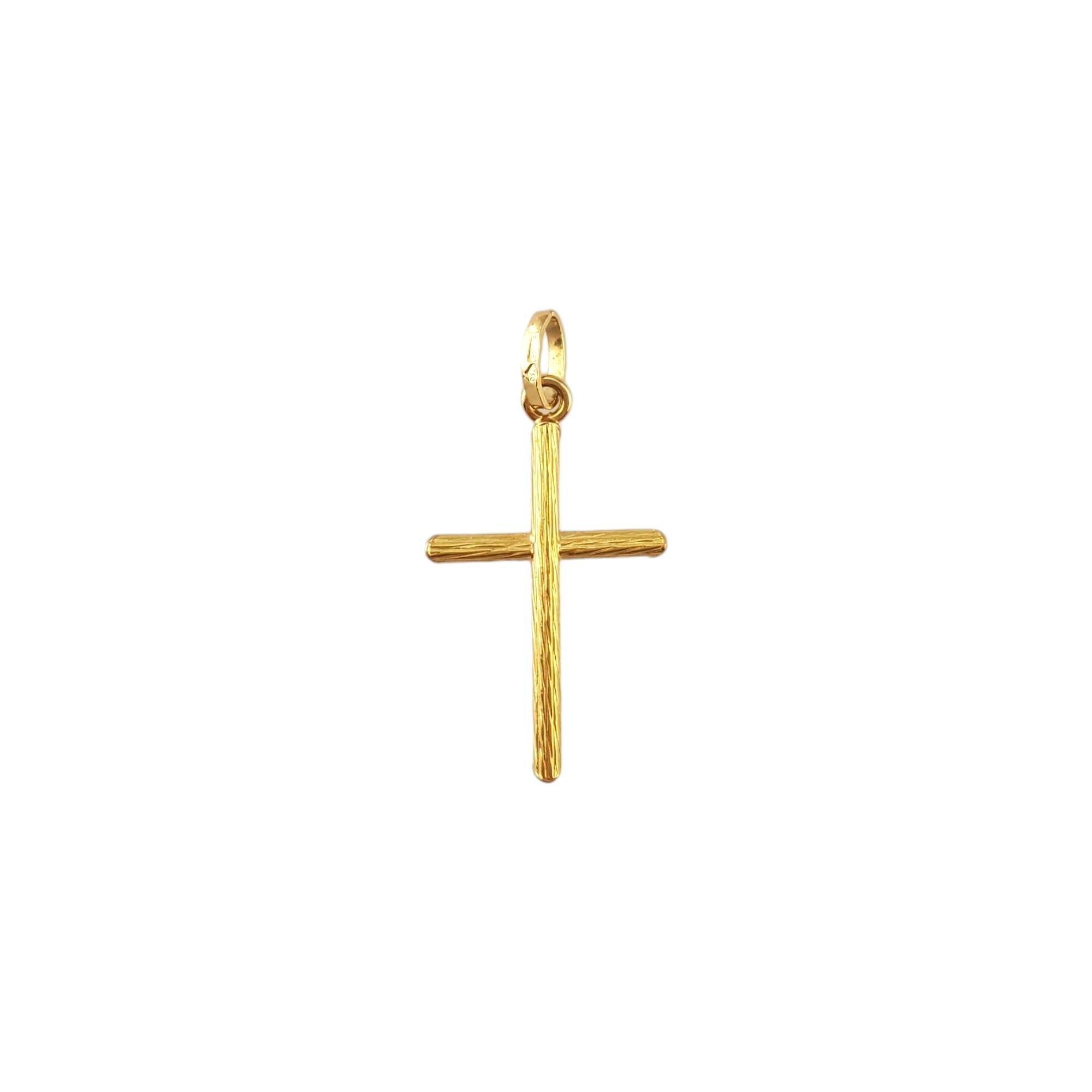 Women's 18K Yellow Gold Cross Pendant Toothpick Style Bark Finish #17933
