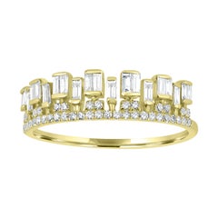 18K Yellow Gold Crown Diamond Ring