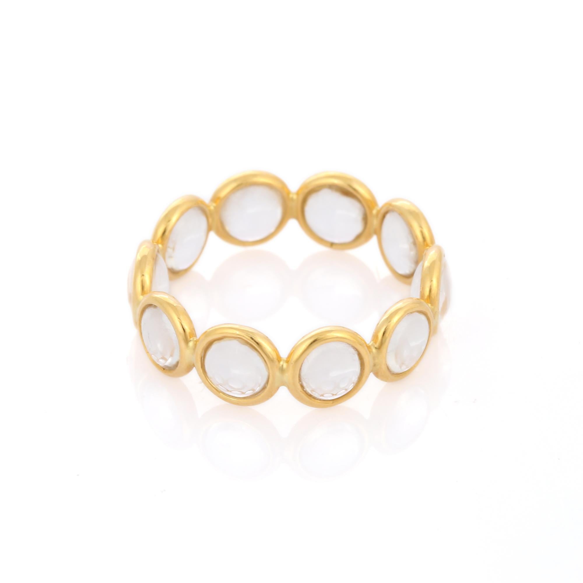 For Sale:  18k Solid Yellow Gold Crystal Eternity Band, Stacking Band Ring 2