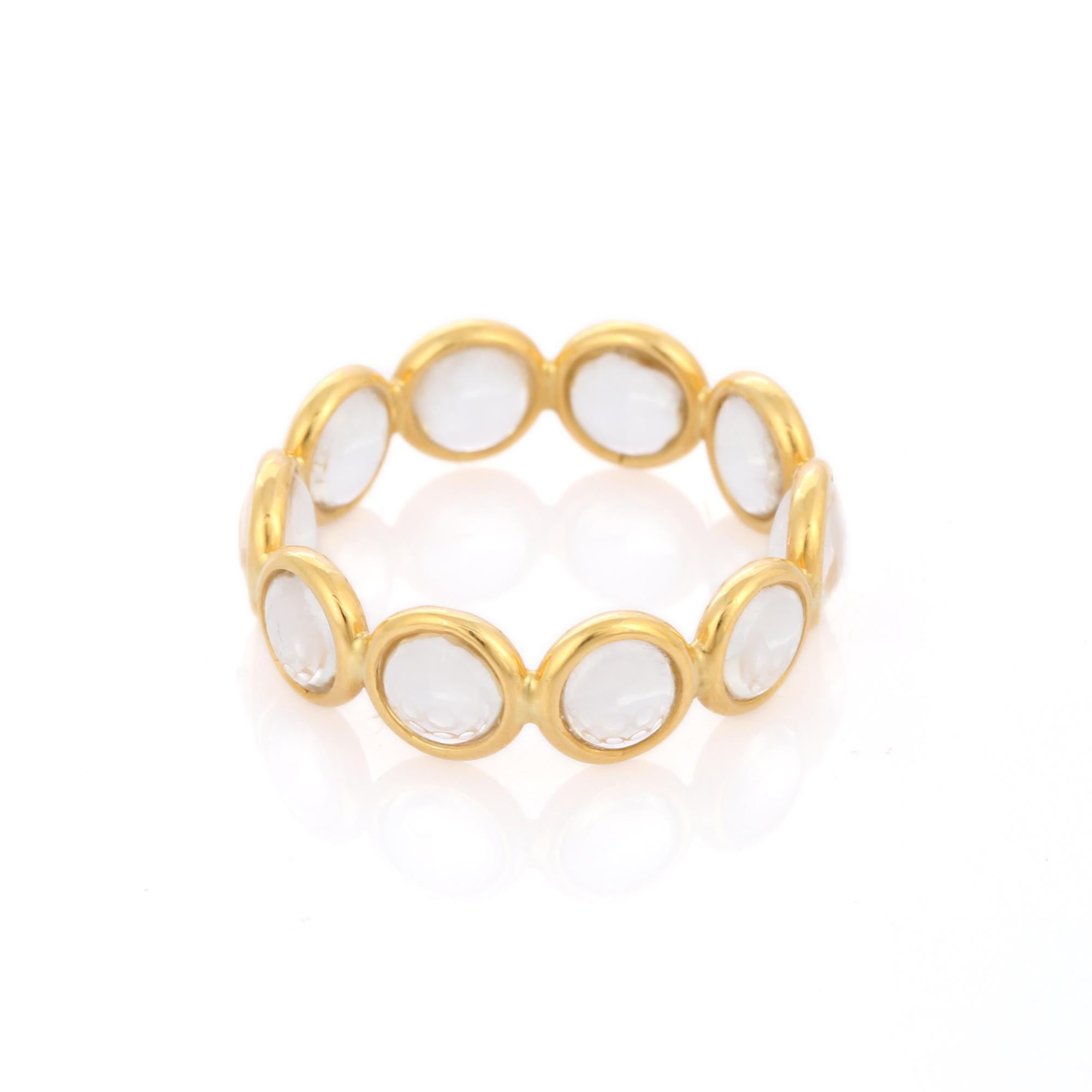 For Sale:  18k Solid Yellow Gold Crystal Eternity Band, Stacking Band Ring  2