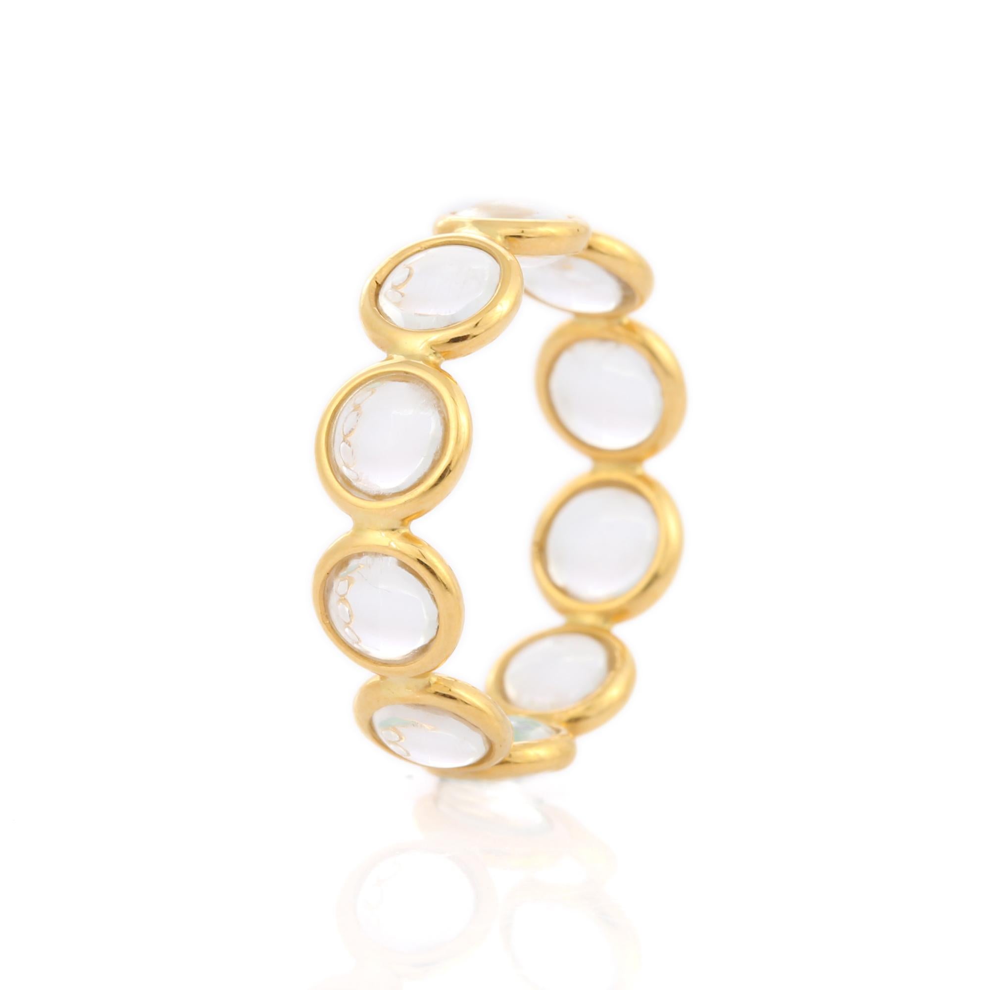 For Sale:  18k Solid Yellow Gold Crystal Eternity Band, Stacking Band Ring  3