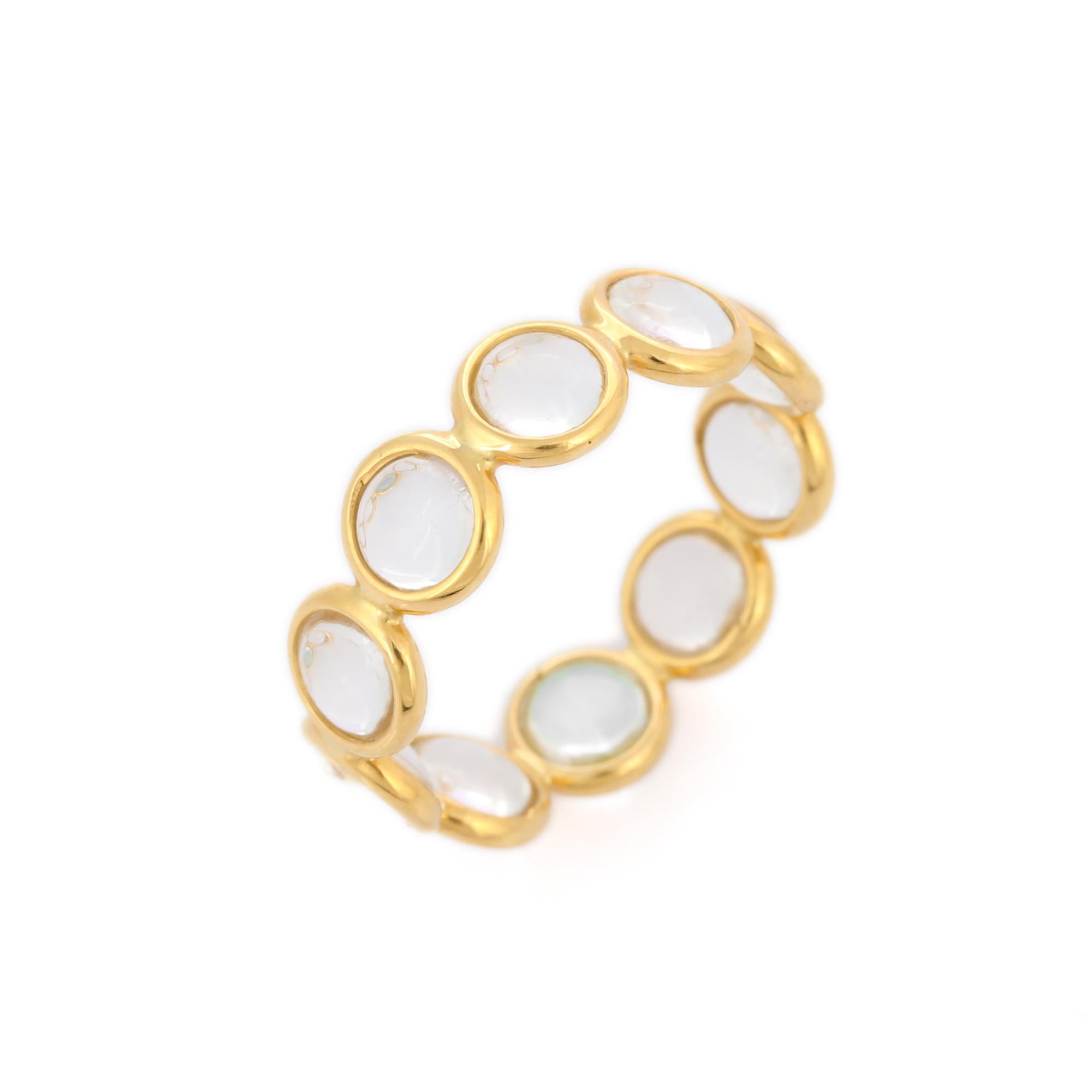 For Sale:  18k Solid Yellow Gold Crystal Eternity Band, Stacking Band Ring  4