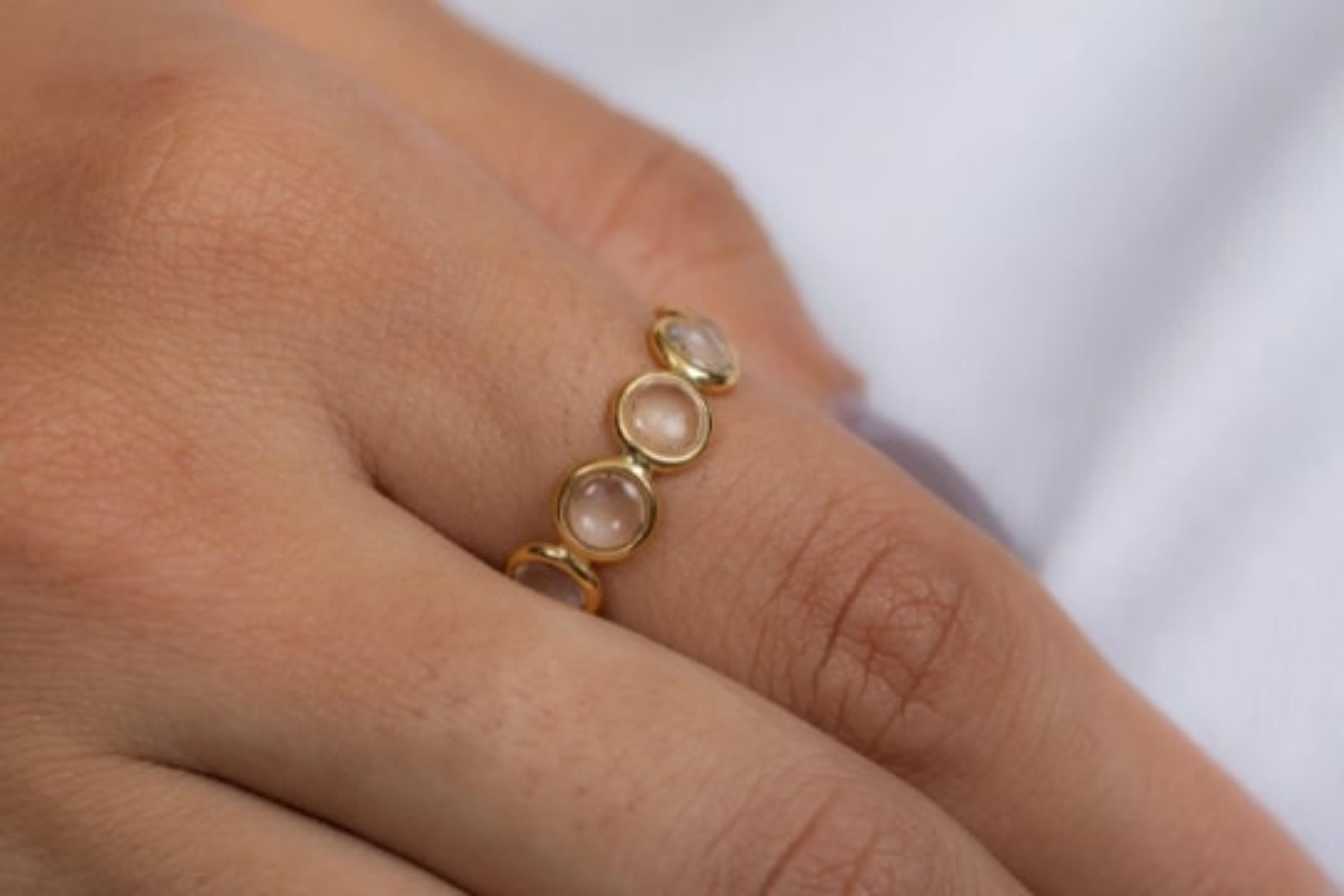 For Sale:  18k Solid Yellow Gold Crystal Eternity Band, Stacking Band Ring  5