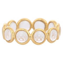 Anneau d'éternité en or jaune massif 18 carats et cristal, bague empilable