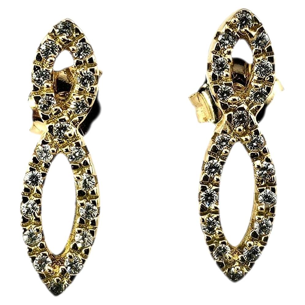 Orecchini pendenti in oro giallo 18 carati con zirconi #24464 in vendita
