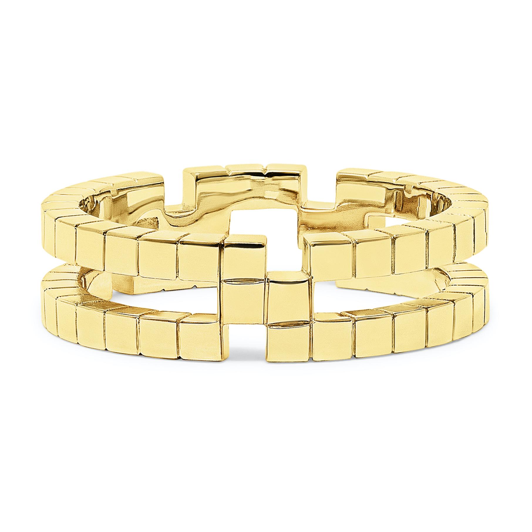 For Sale:  18k Yellow Gold Cubism Tetris Puzzles Kiki Ring 3
