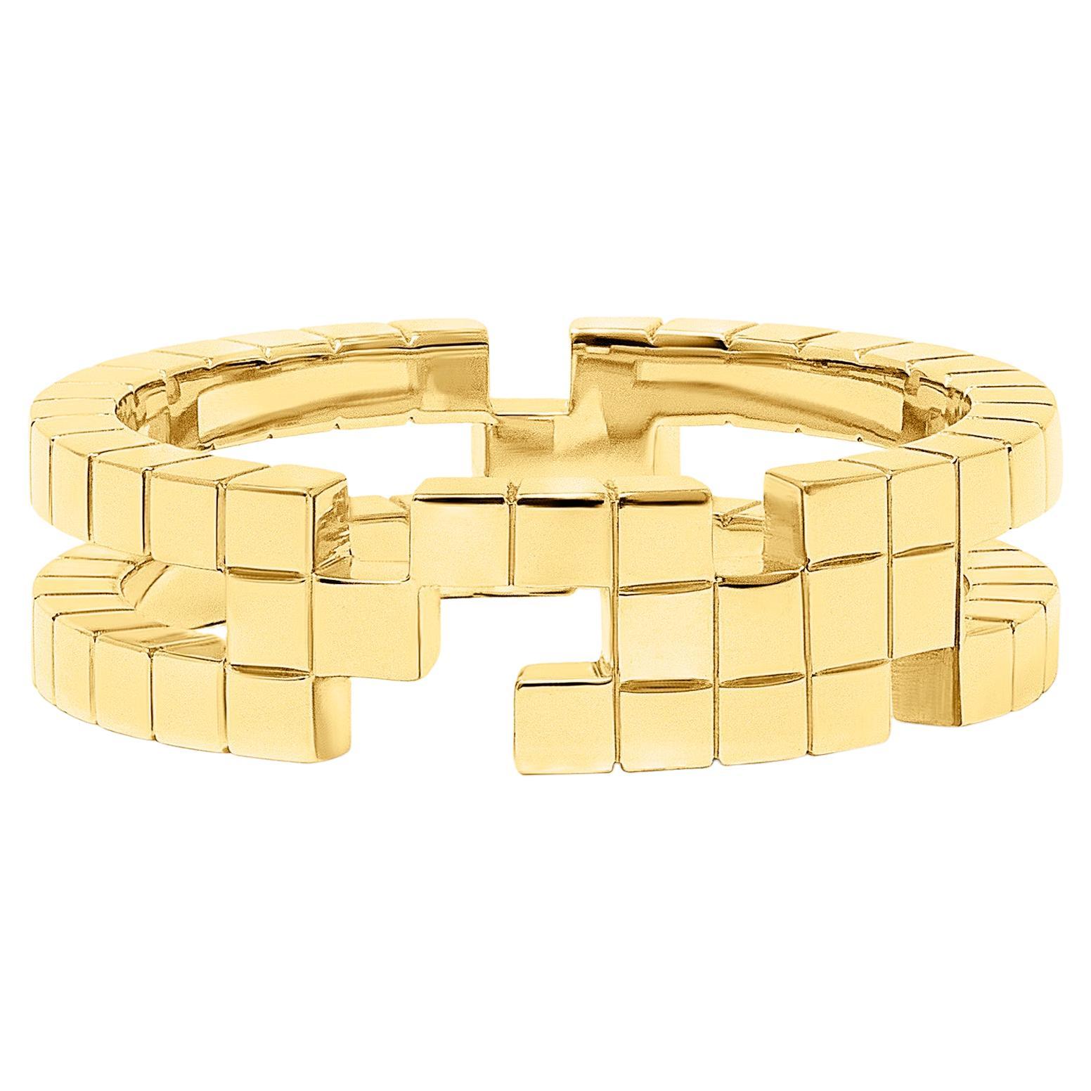 For Sale:  18k Yellow Gold Cubism Tetris Puzzles Kiki Ring