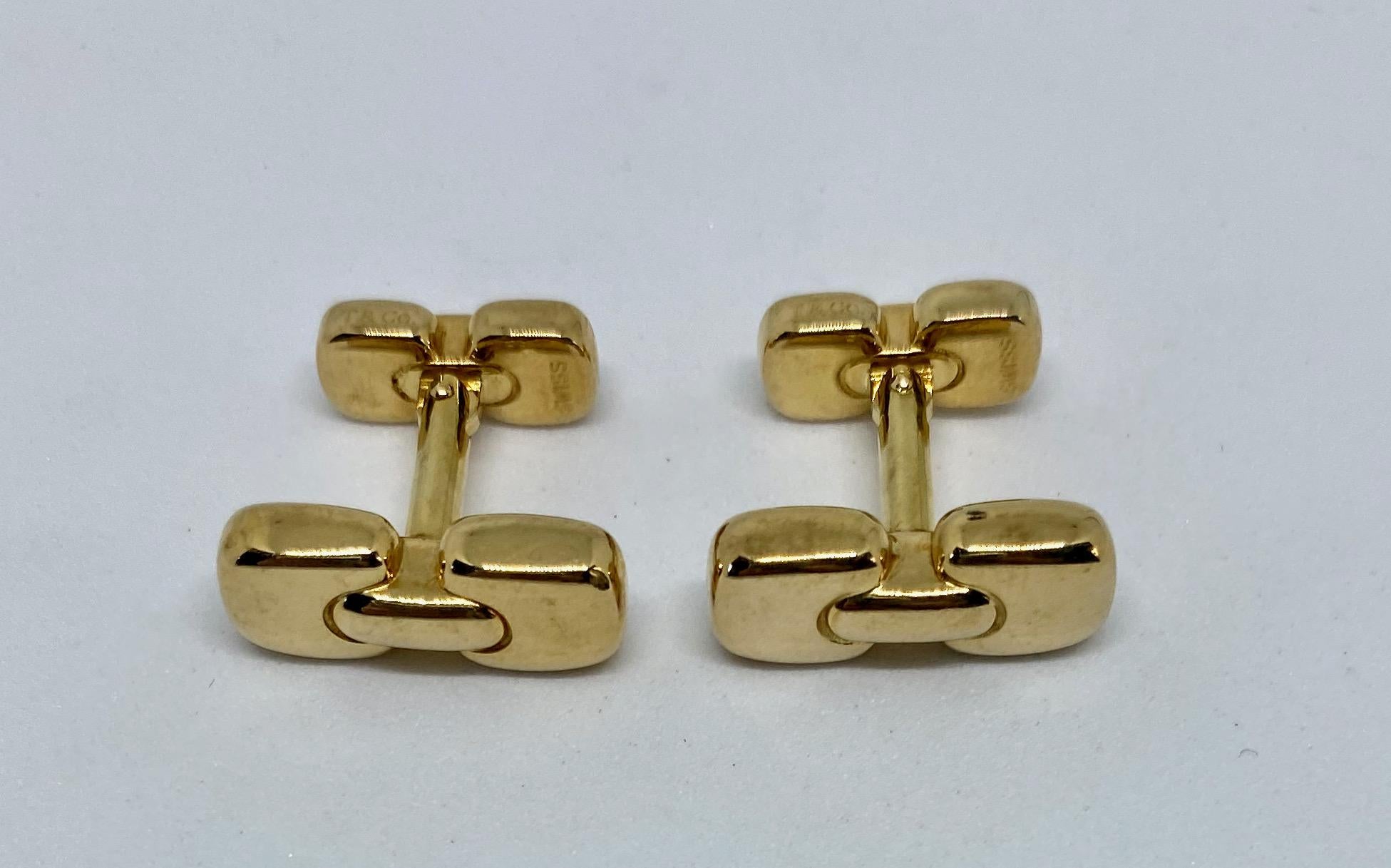 Women's or Men's 18 Karat Yellow Gold Cufflinks Made in Switzerland for Tiffany & Co.