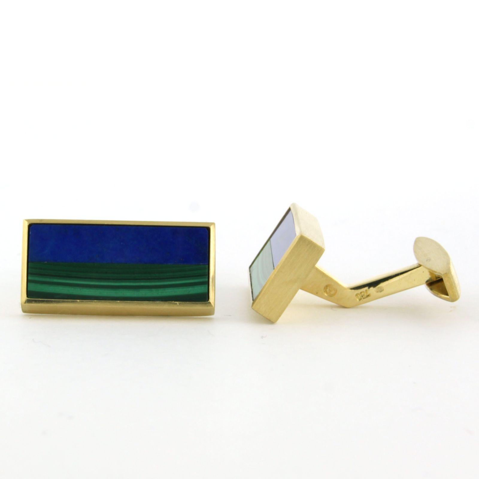 Manschettenknöpfe aus 18k Gelbgold, besetzt mit Lapislazuli und Malachit - 21,7 Gramm im Zustand „Hervorragend“ im Angebot in The Hague, ZH