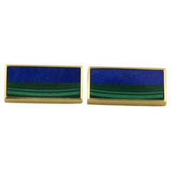 Manschettenknöpfe aus 18k Gelbgold, besetzt mit Lapislazuli und Malachit - 21,7 Gramm