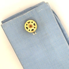 18k Yellow Gold Cufflinks With 0.49CTW Bronze Diamonds 0.74CTW Black Sapphires