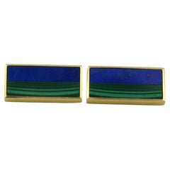 18k Yellow Gold Cufflinks with Lapis Lazuli & Malachite, 21.7g