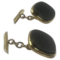 18k Yellow Gold Cufflnks with Onyx