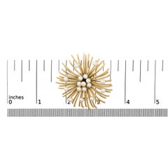 18K Yellow Gold Cultured Freshwater Pearl Starburst Brooch Pin