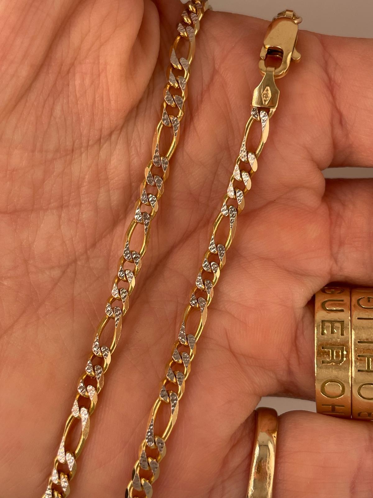 18k yellow gold curb link style chain with white gold detail  7