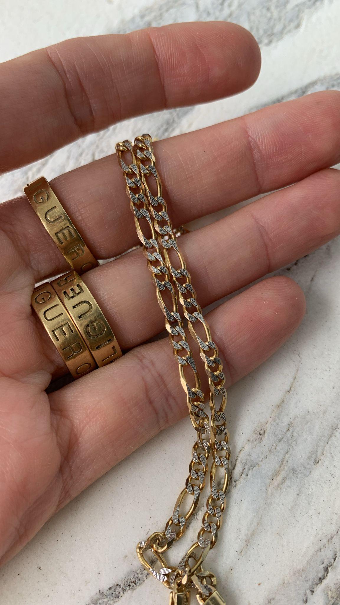 18k yellow gold curb link style chain with white gold detail  8