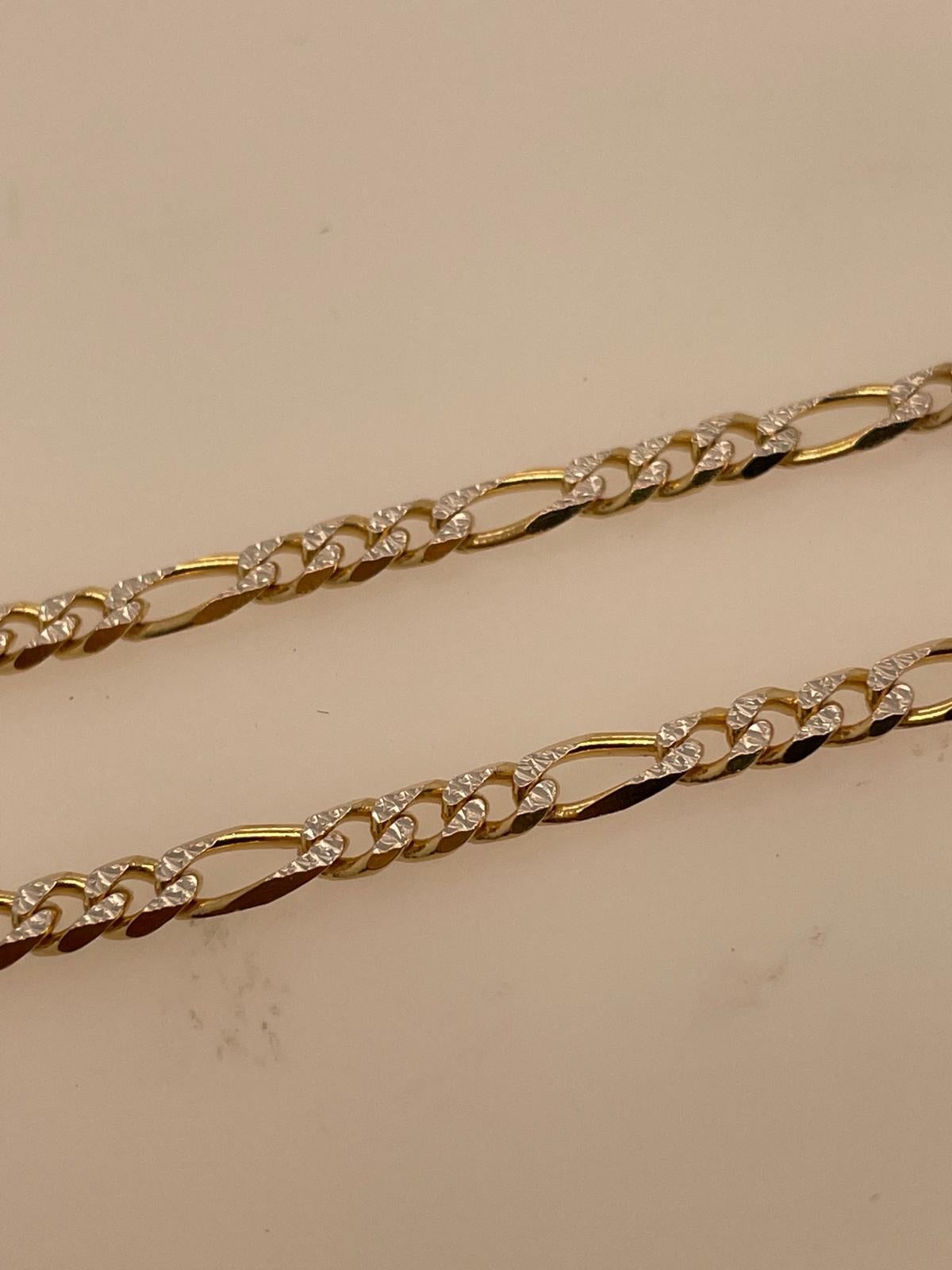 18k yellow gold curb link style chain with white gold detail  4