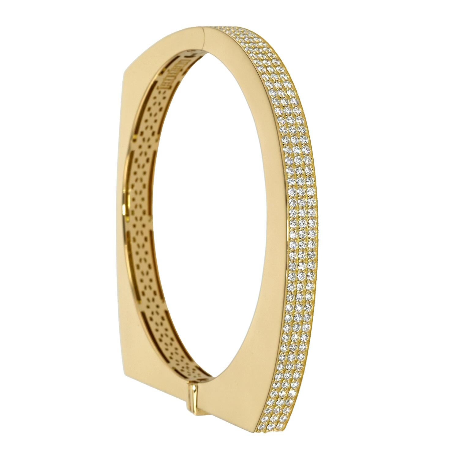 Bracelet courbe en or jaune 18K avec diamants pavés par Fern Freeman Neuf - En vente à Virginia Beach, VA